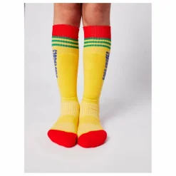 Chaussettes Hautes Rayées Coton Bio | Rose