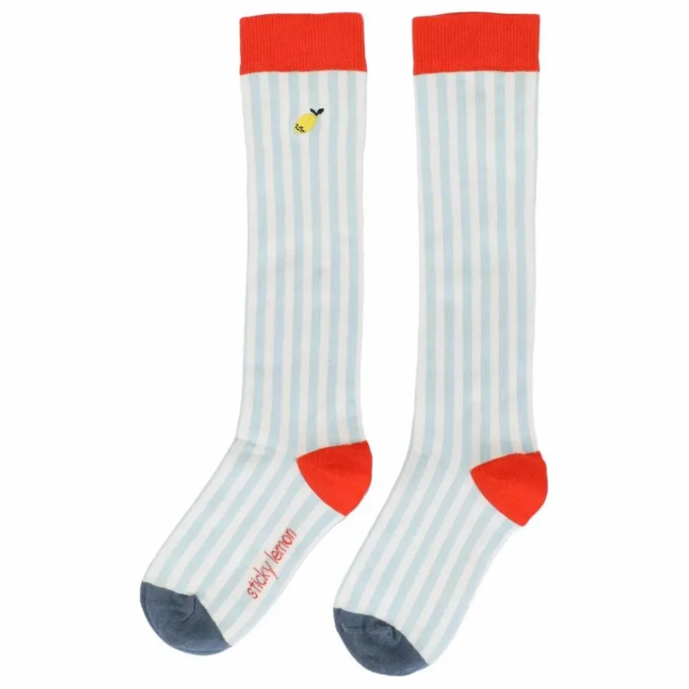 Chaussettes Hautes Rayées | Bleu