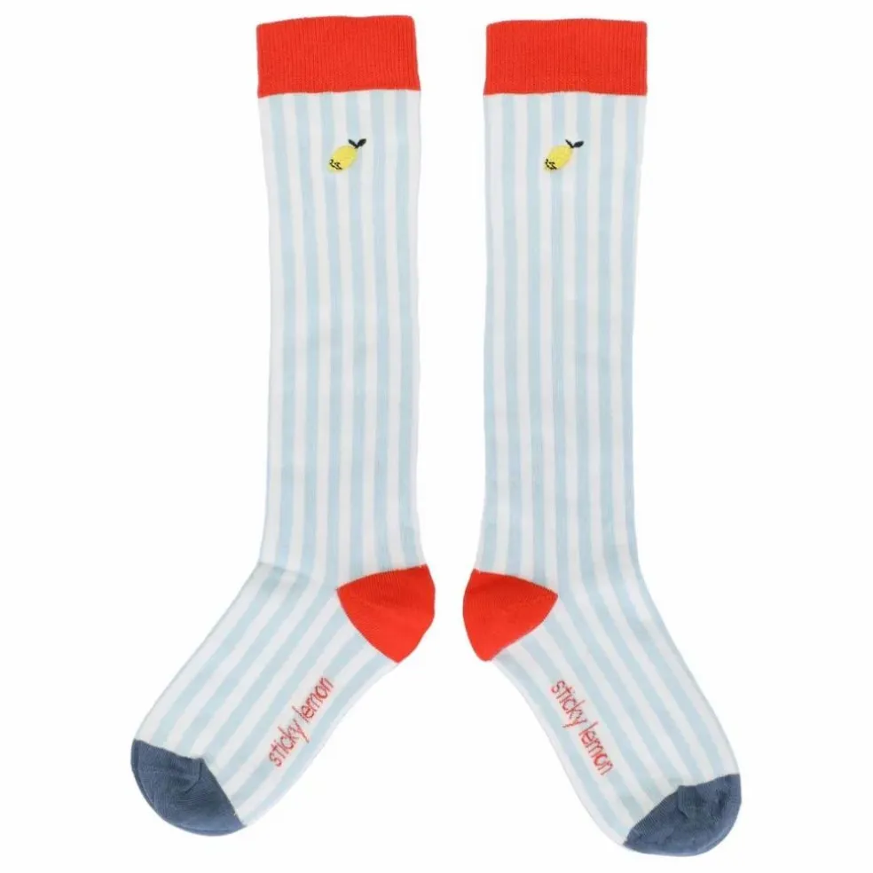 Chaussettes Hautes Rayées | Bleu
