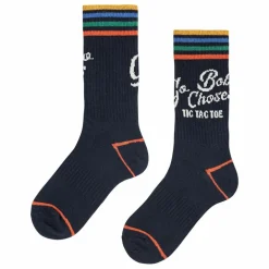 Chaussettes Hautes Tic Tac Toe Coton Bio | Bleu nuit