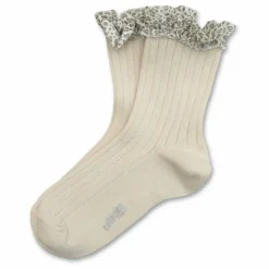 Chaussettes Léa Cœurs | Blanc cassé