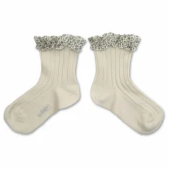 Chaussettes Léa Cœurs | Blanc cassé