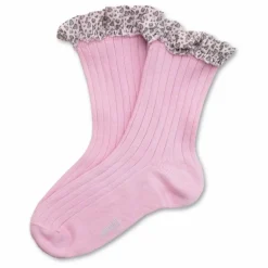 Chaussettes Léa Cœurs | Rose tendre