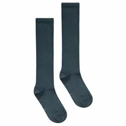 Chaussettes Long Ribbed Coton Bio | Bleu gris
