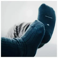 Chaussettes Long Ribbed Coton Bio | Bleu gris