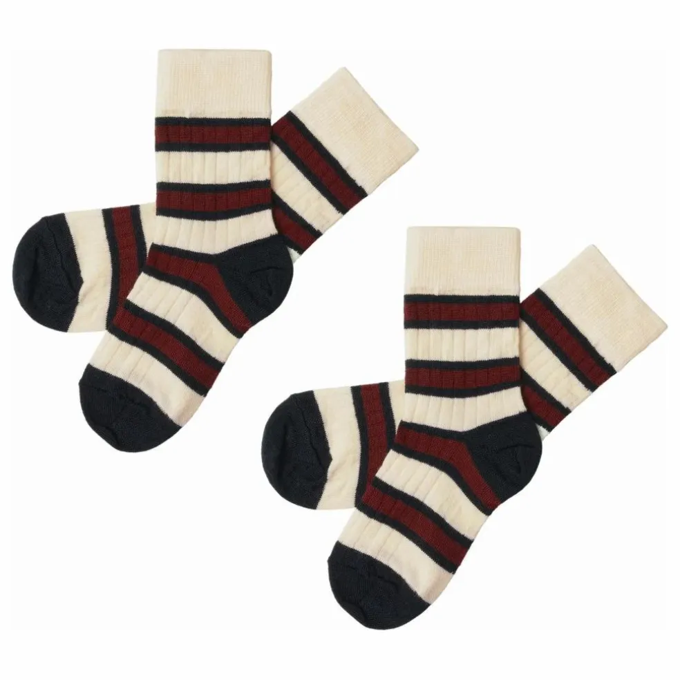 Chaussettes Two-Tone Rayées Laine | Ecru