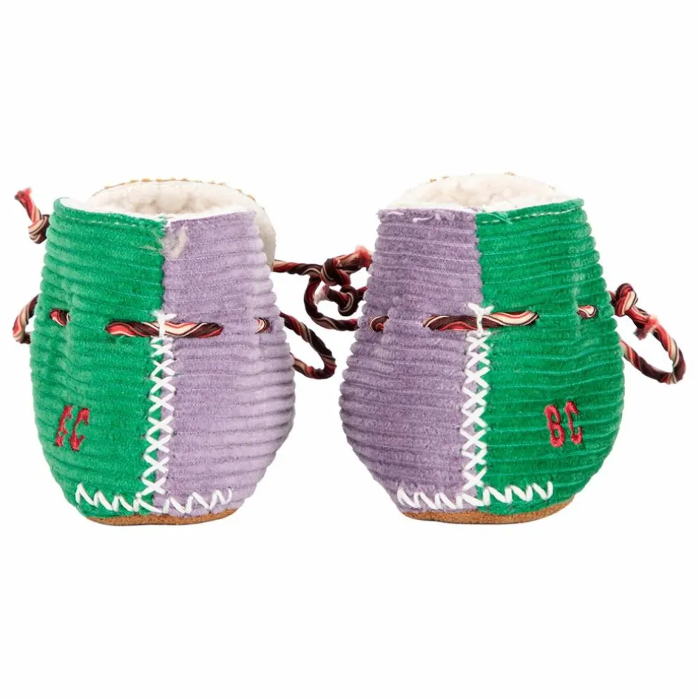 Chaussons Colorblock Velours Côtelé | Marron