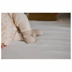 Chaussons en tricot et pochon brodé | Taupe
