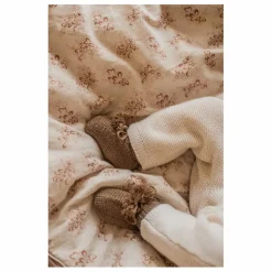 Chaussons en tricot et pochon brodé | Chocolat