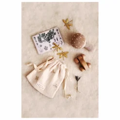 Chaussons en tricot et pochon brodé | Chocolat