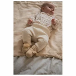 Chaussons en tricot et pochon brodé | Nude