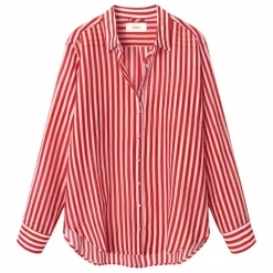 Chemise Beau Rayures Coton et Soie | Rouge