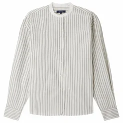 Chemise Bermudes Rayée Coton Bio | Blanc cassé