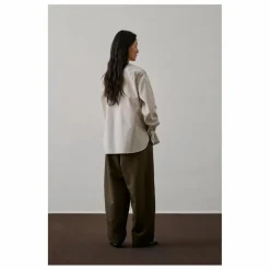 Chemise Bermudes Rayée Coton Bio | Blanc cassé