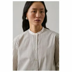 Chemise Bermudes Rayée Coton Bio | Blanc cassé