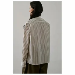 Chemise Bermudes Rayée Coton Bio | Blanc cassé