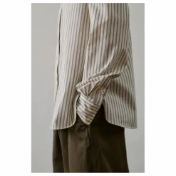 Chemise Bermudes Rayée Coton Bio | Blanc cassé