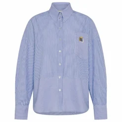 Chemise Claire Rayée Popeline de Coton | Bleu Clair