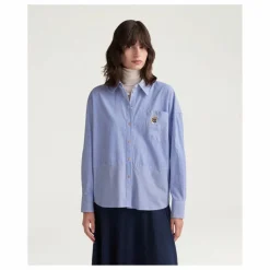 Chemise Claire Rayée Popeline de Coton | Bleu Clair