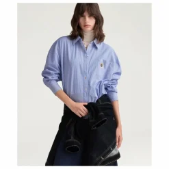 Chemise Claire Rayée Popeline de Coton | Bleu Clair