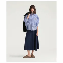 Chemise Claire Rayée Popeline de Coton | Bleu Clair