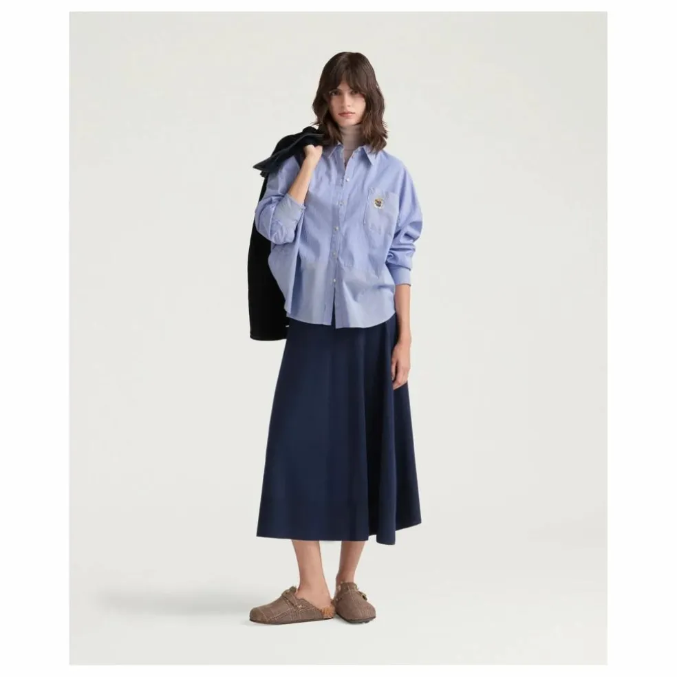 Chemise Claire Rayée Popeline de Coton | Bleu Clair