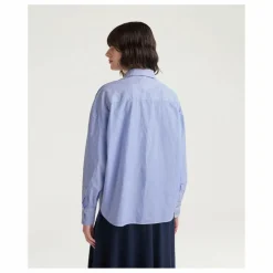 Chemise Claire Rayée Popeline de Coton | Bleu Clair