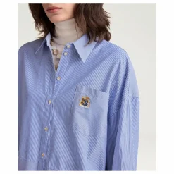 Chemise Claire Rayée Popeline de Coton | Bleu Clair
