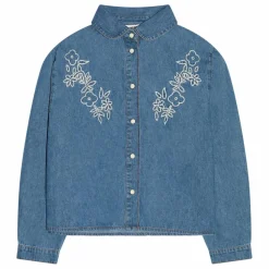 Chemise Courte Brodée Clara | Bleu jean