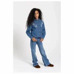 Chemise Courte Brodée Clara | Bleu jean