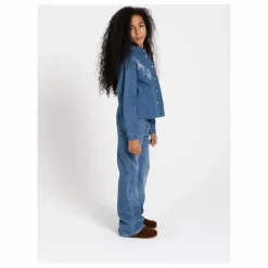 Chemise Courte Brodée Clara | Bleu jean