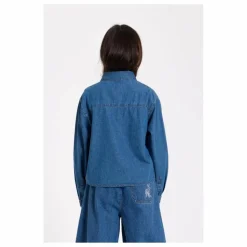 Chemise Courte Brodée Clara | Bleu jean