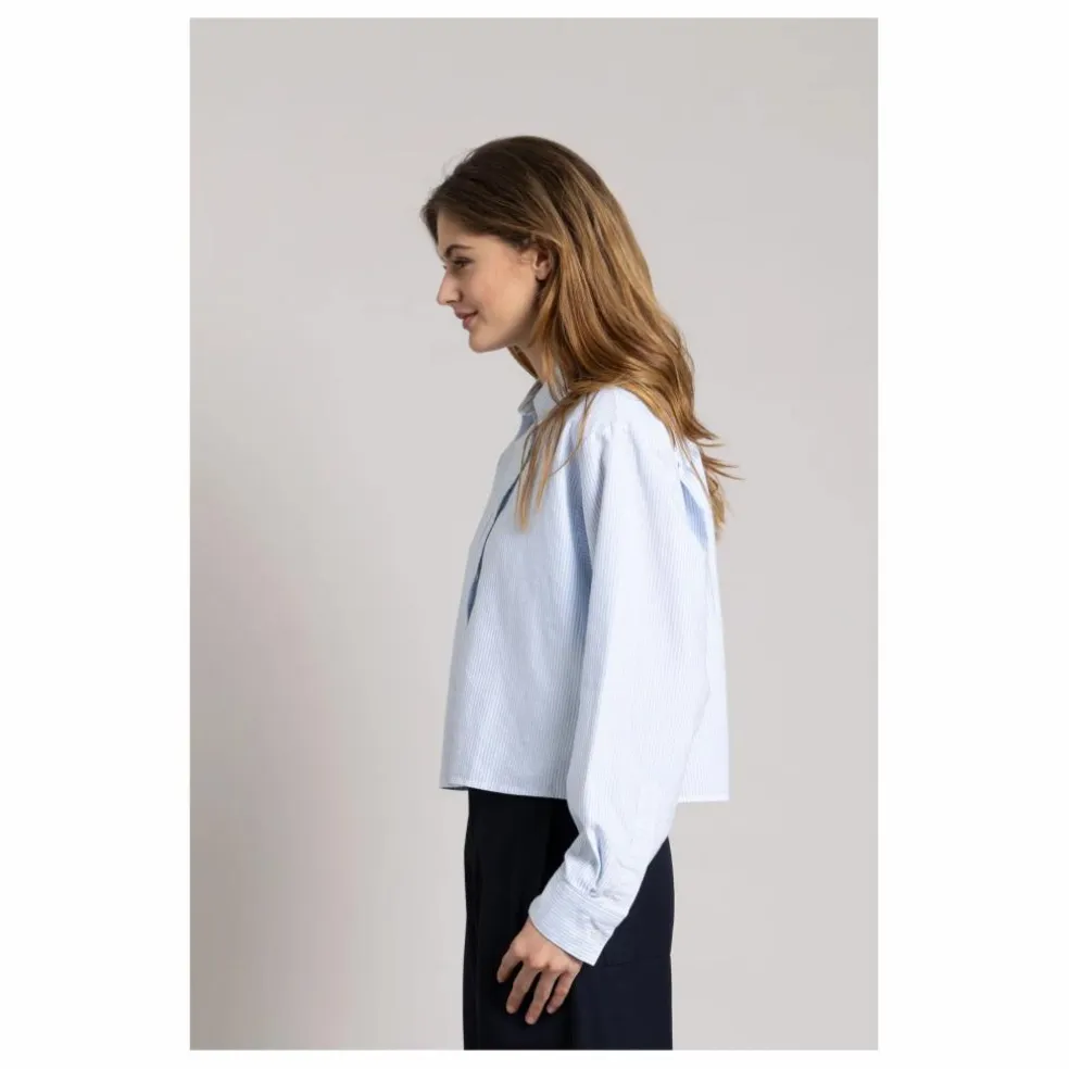 Chemise Courte Chili Rayée | Bleu Glacier