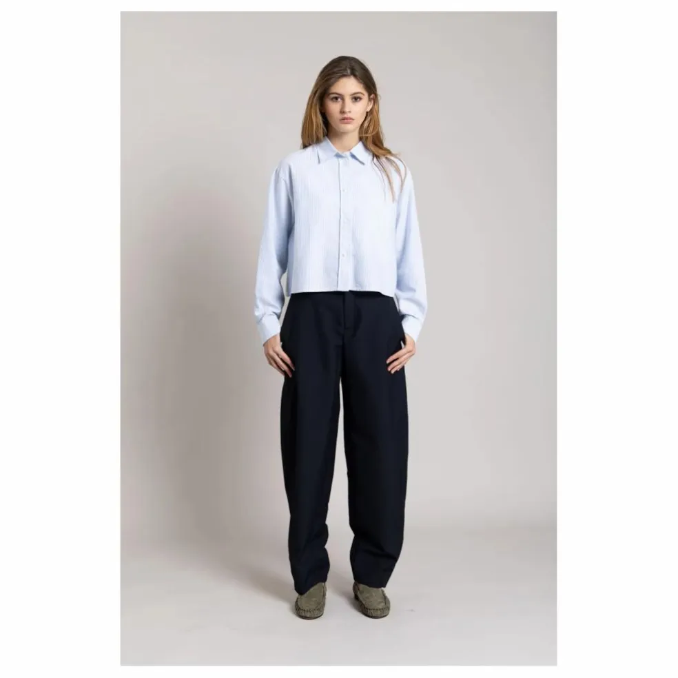 Chemise Courte Chili Rayée | Bleu Glacier