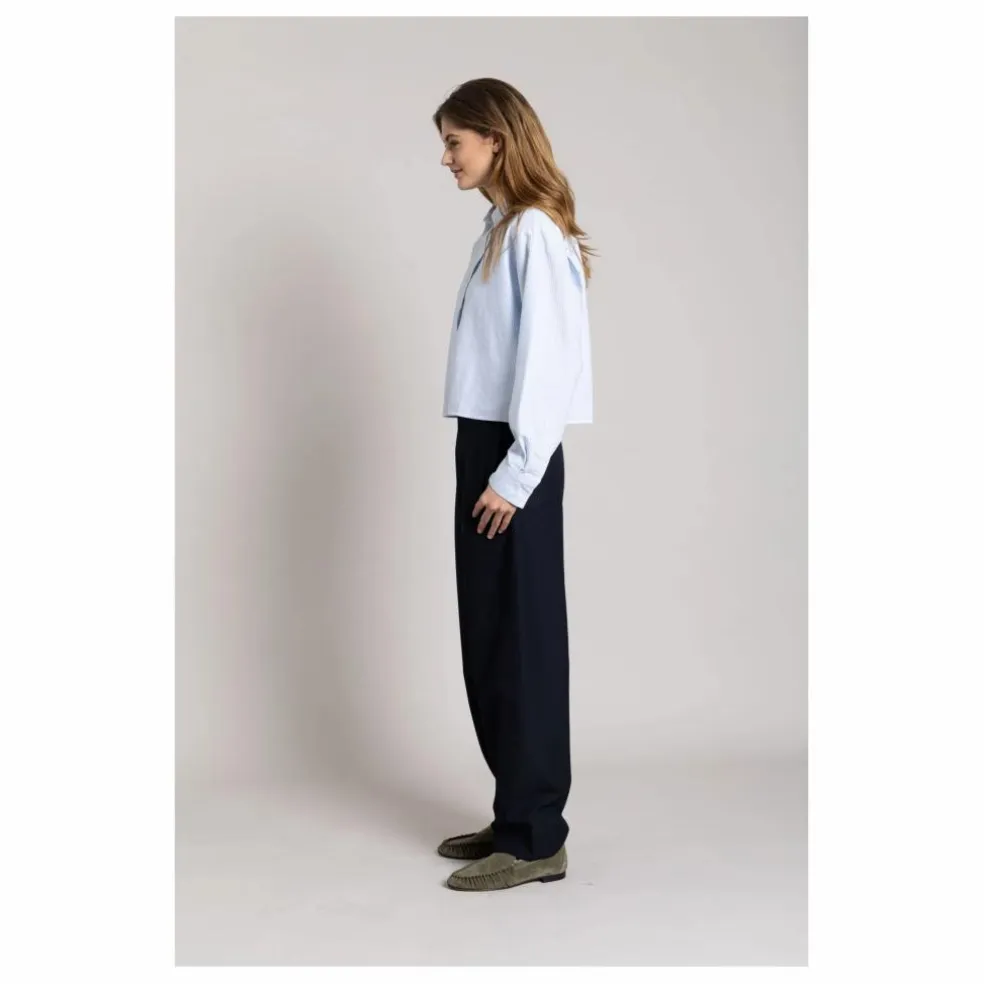 Chemise Courte Chili Rayée | Bleu Glacier