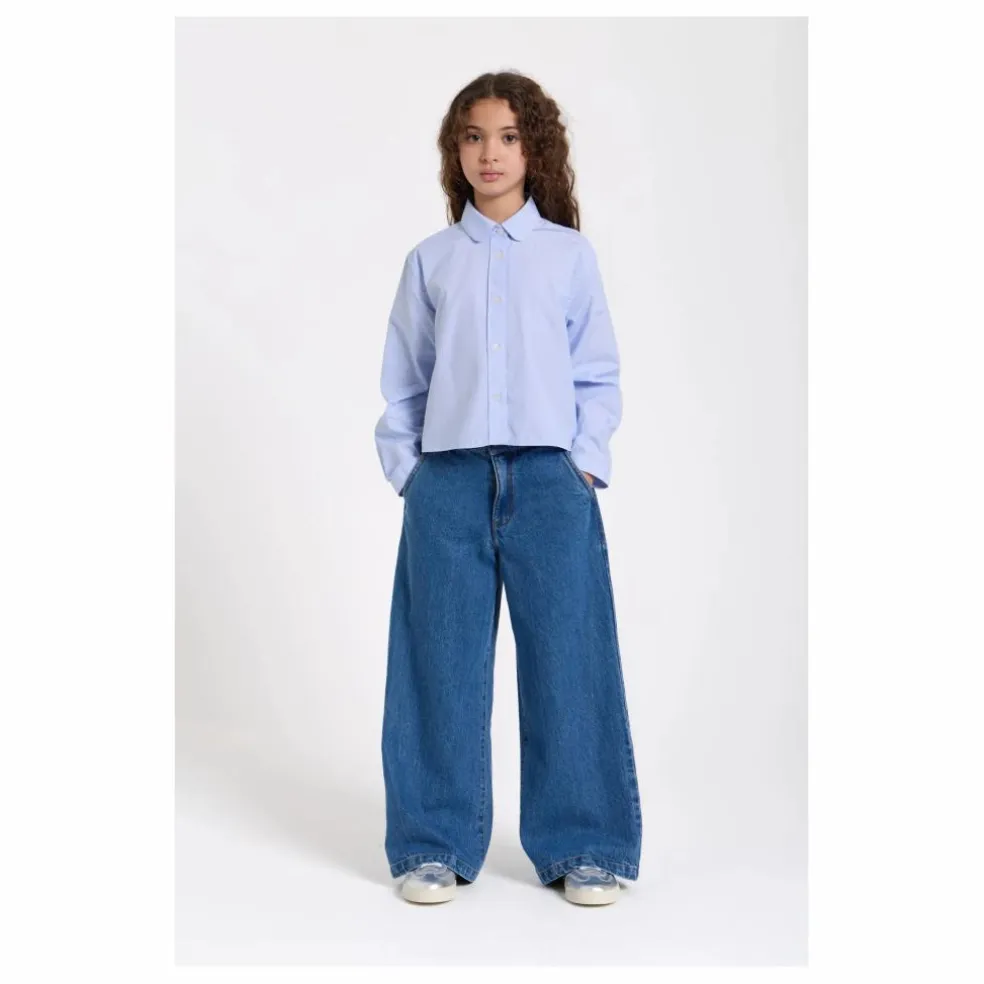 Chemise Courte Clara Rayée | Bleu Clair