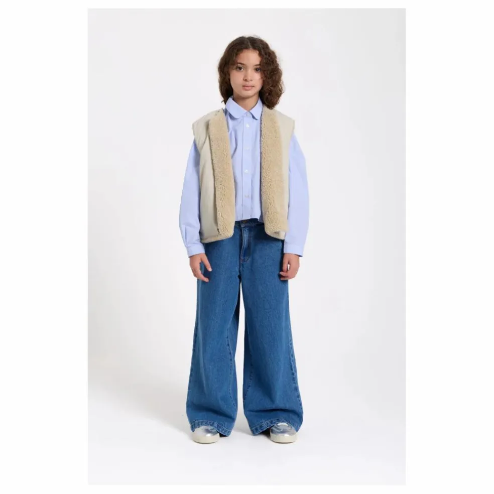 Chemise Courte Clara Rayée | Bleu Clair