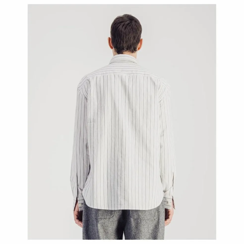 Chemise Daily Rayée Popeline de Coton | Gris