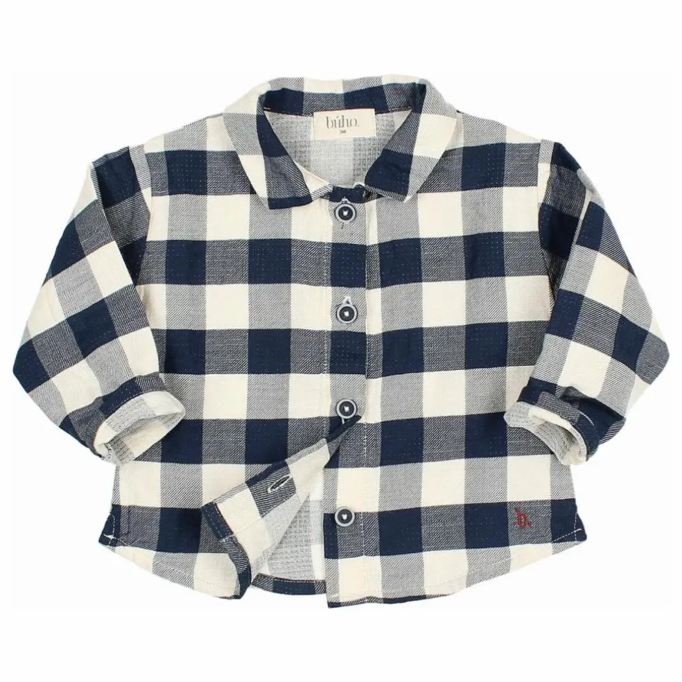 Chemise Gingham Carreaux Bébé | Bleu marine
