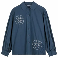 Chemise Kaleidoscope Brodée Coton Bio - Collection Femme | Bleu marine