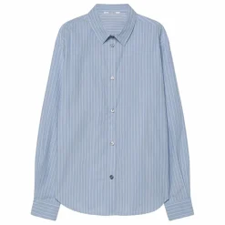 Chemise Rayée Popeline de Coton | Bleu