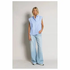 Chemise Sans Manches Laura Rayée | Bleu Clair