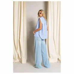 Chemise Sans Manches Laura Rayée | Bleu Clair