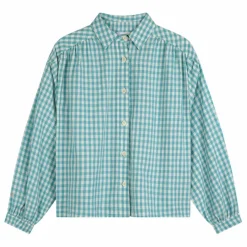 Chemise Vichy Seersucker - Collection Femme | Bleu turquoise