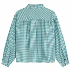 Chemise Vichy Seersucker - Collection Femme | Bleu turquoise