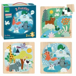 Coffret 3 puzzles Animaux du monde - 16 pièces