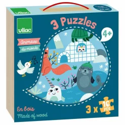 Coffret 3 puzzles Animaux du monde - 16 pièces