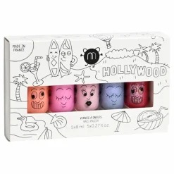 Coffret de 5 vernis à l'eau Hollywood - Gaston, Super, Polly, Bella et Kitty
