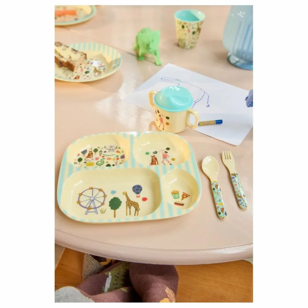 Coffret de repas en mélamine Fun Fair | Bleu Clair