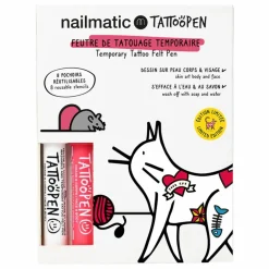 Coffret duo Tattoopen & Pochoir Réutilisable Cat x AMI IMAGINAIRE